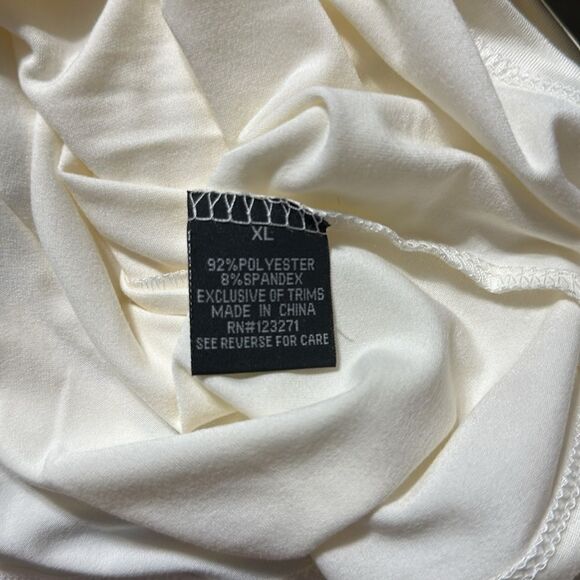 HARPER & IVY S XL Ivory Red Graphic Après Ski Long Sleeve Crop Stretch Tee - Picture 12 of 14